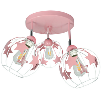Lampa sufitowa do pokoju dziewczynki różowa w gwiazdki koło 3