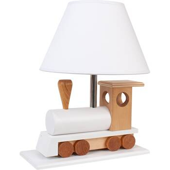 Lampka nocna stołowa do pokoju dziecka Lokomotywa biała Led