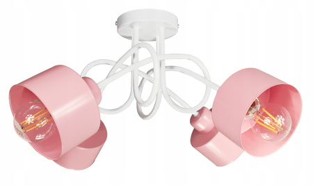 Lampa sufitowa do pokoju dziewczynki biało-różowa Zakręcony Kubeczek 4xE27 Led