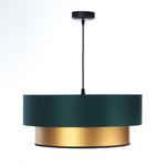 Lampa wisząca w kolorze butelkowej zieleni i złota podwójna 50 cm 