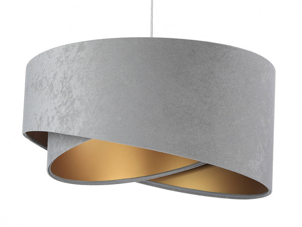 Lampa wisząca asymetryczna welurowa Tami szaro-złota