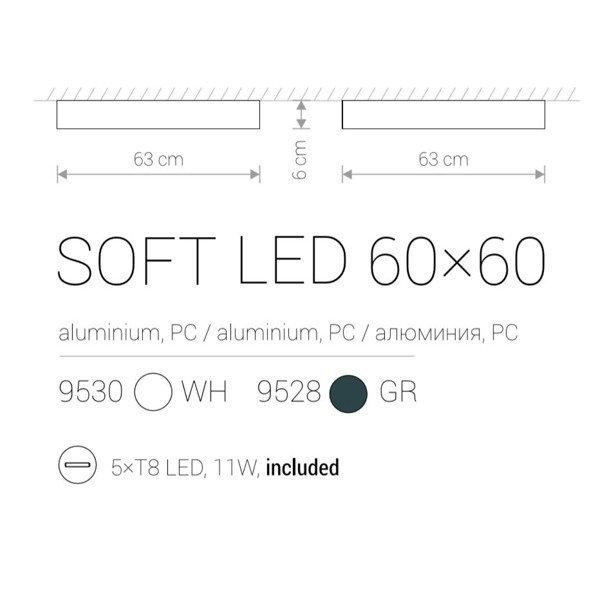 Lampa sufitowa SOFT LED GRAPHITE 63X63cm
