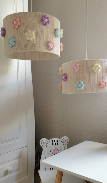 Lampa wisząca do pokoju dziewczynki w stylu Boho Kolorowe Kwiatki 35 cm