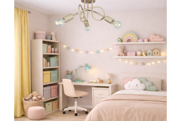 Lampa sufitowa do pokoju dziecka beżowa Tęczowy Zawijas 3xE27 Led 