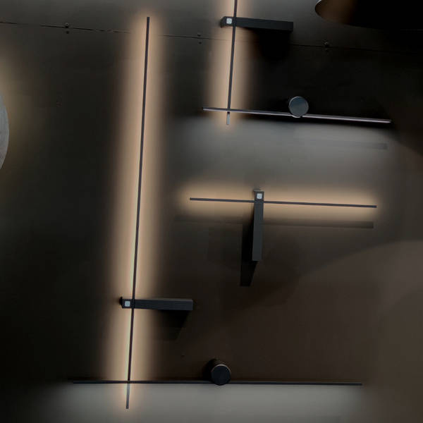 Nowoczesny smukły kinkiet PIN LED M 10W IP44 LED szer. 91cm | czarny