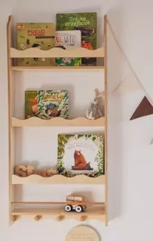 Półka wisząca do pokoju dziecka drewniana Falbanka naturalna
