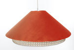 Lampa w stylu Boho podwójny abażur welur i naturalny rattan pomarańczowa 