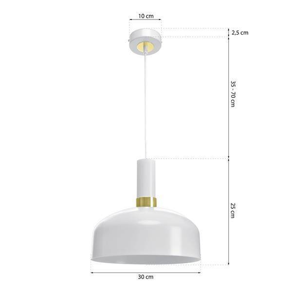 Nowoczesna lampa wisząca MALMO WHITE/GOLD 1xE27 MLP6197