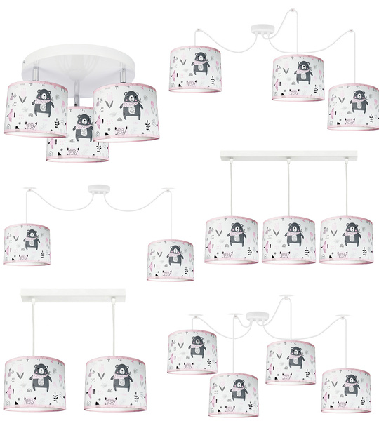 Lampa sufitowa do pokoju dziecka 3 punktowa regulowana z motywem misia Teddy 3xE27 Led 