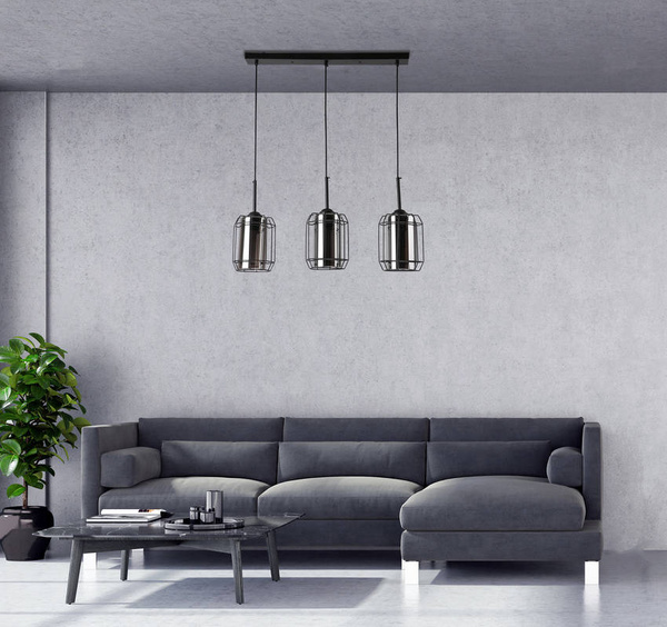 JONERA LAMPA WISZĄCA CZARNY 3X40 E27 KLOSZ DYMIONY