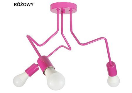 Lampa sufitowa do pokoju dziewczynki różowa Luna 3