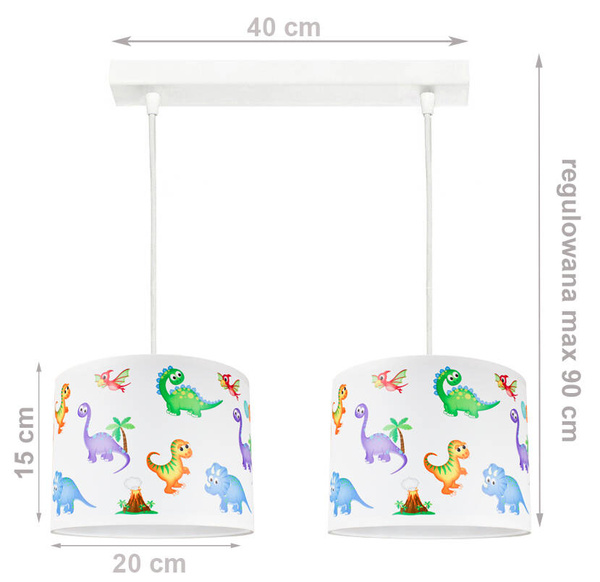 Lampa ścienna do pokoju dziecięcego na przegubie regulowana Dinozaury 1xE27