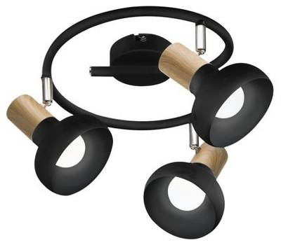 Lampa sufitowa spirala metal biała + drewno 3x40W Puerto Candellux 98-62703