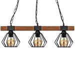 Industrialna lampa wisząca ULF BLACK / WOOD 3xE27 60W MLP6193