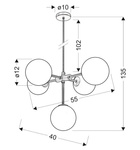 Lampa wisząca mosiądz mleczny klosz kulka 5x28W Mati Candellux 35-73778