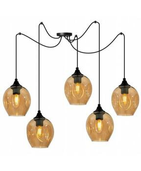Lampa wisząca industrialna typu pająk szklane klosze nowoczesna 5xE27 Led