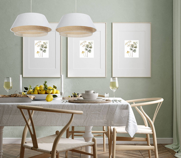 Lampa w stylu Boho podwójny abażur len i naturalny rattan kremowa 