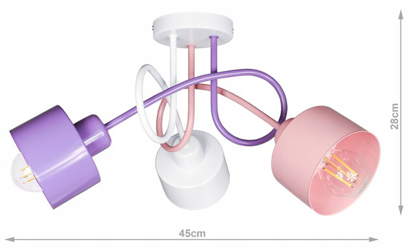 Lampa sufitowa do pokoju dziecka pastelowa Zakręcony Kubeczek 3xE27 Led 