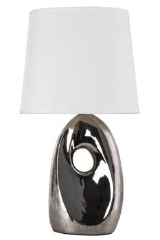 Lampa stołowa/nocna HIERRO 41-79909 chrom/abażur biały 1x60W E27