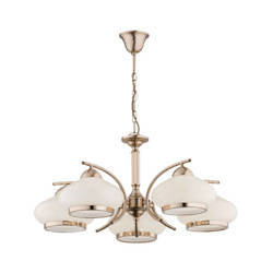 Lampa wisząca żyrandol klasyczny ETNA 5 punktów E27 szer. 59cm | ecru złoty