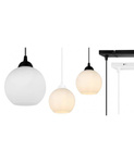 Nowoczesna lampa wisząca kuliste mleczne klosze