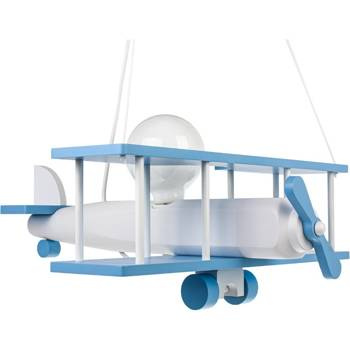 Lampa samolot duży do pokoju chłopca i dziewczynki biało- błękitny