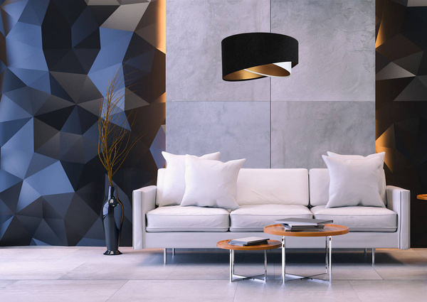 Lampa wisząca asymetryczna welurowa Mix czarno - biała 