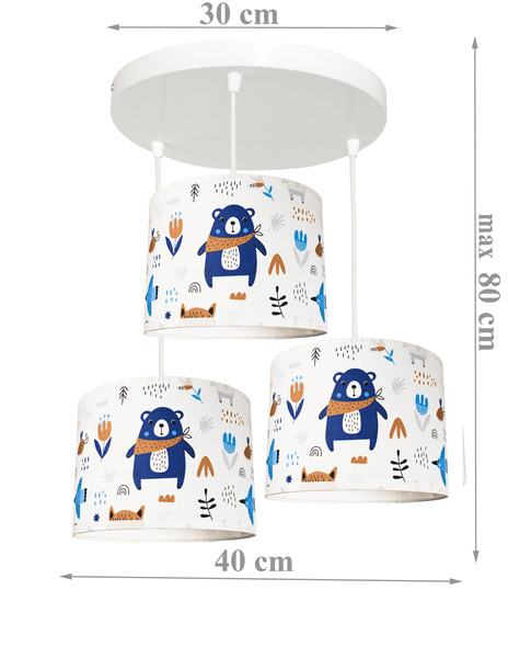 Lampa sufitowa do pokoju dziecka 3 punktowa - regulowana z motywem misia Teddy 3XE27