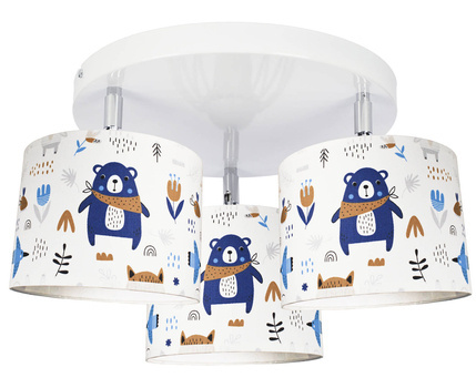 Lampa sufitowa do pokoju dziecięcego regulowane abażury z motywem misia Teddy 3xE27 Led
