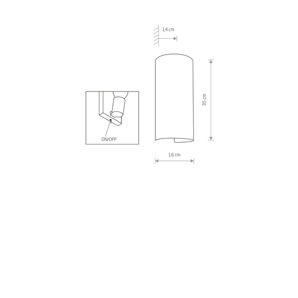 Kinkiet do sypialni VELERO I E27 40W wys. 35cm tkanina | szary