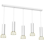 Lampa wisząca DANTE, MLP7256, biały/złoty, 5x8W LED GU10