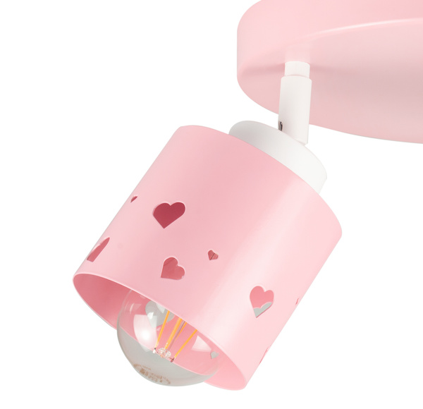 Lampa sufitowa do pokoju dziewczynki różowa w serca 3xE27