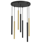 Lampa wisząca MONZA BRASS, MLP8843, czarno-złota, 7x8W G9