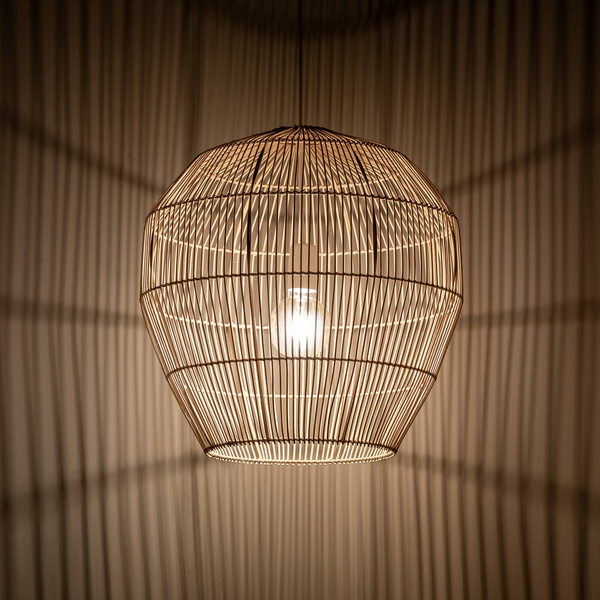 Lampa wisząca HAITI M śr. 50cm E27 | naturalne drewno/biały