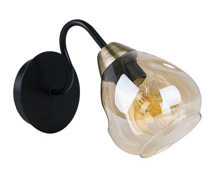 Kinkiet czarny/złoty szklany dymiony Unica 21-76724