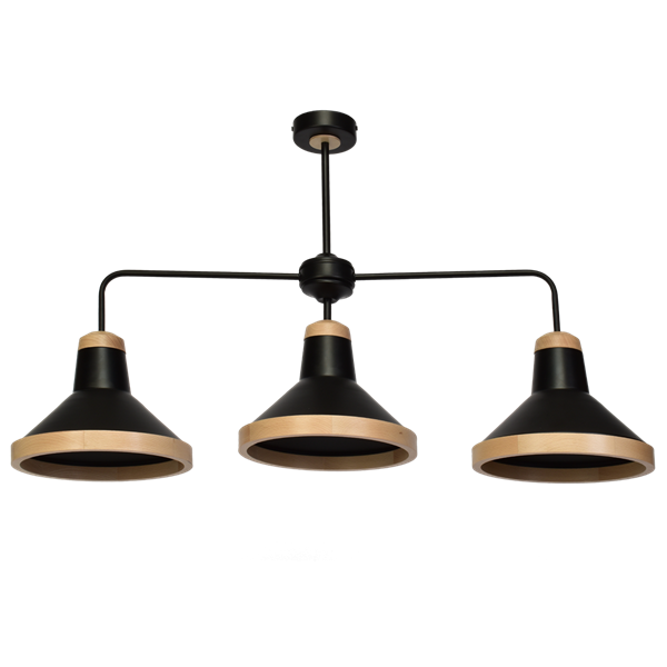 Lampa sufitowa SALMA BLACK / WOOD 3xE27 60W