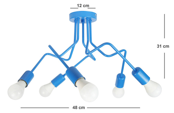 Lampa sufitowa do pokoju chłopca i dziewczynki niebieska Luna 5