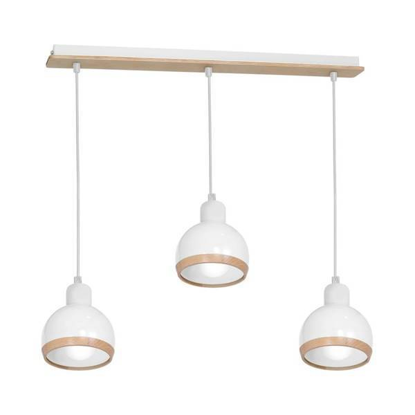Lampa wisząca OVAL, MLP7044, biały/drewno, 3x60W E27