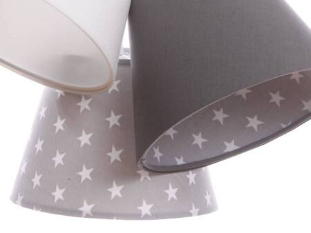 Lampa sufitowa do pokoju dziecięcego w gwiazdki biało szare stożki