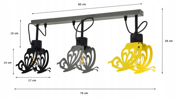 Lampa sufitowa do pokoju nastolatki w stylu loft Motyl Listwa 3