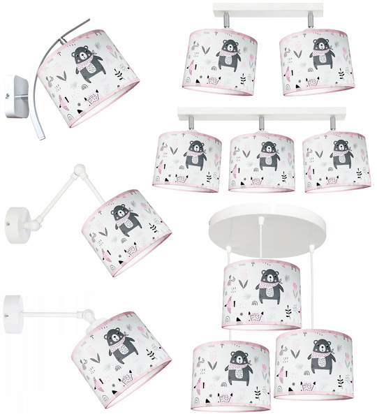 Lampa dla dziewczynki z motywem misia Teddy Pink 3 Koło