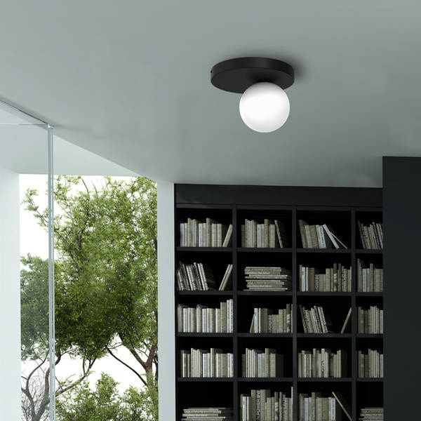 Nowoczesna lampa sufitowa BIBIONE, MLP8389, czarna z białym kloszem, 1x25W G9
