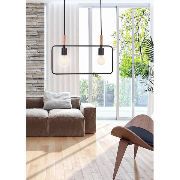 Lampa wisząca czarna regulowana wysokość 2x60W E27 Frame 32-73518