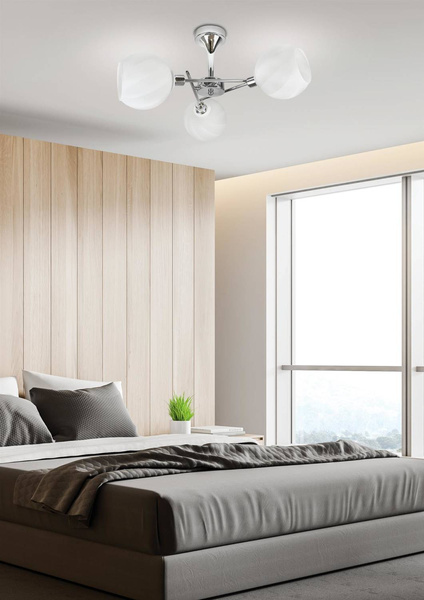 Lampa sufitowa wisząca 3X40W E14 chrom klosz biały RAUL 33-72221