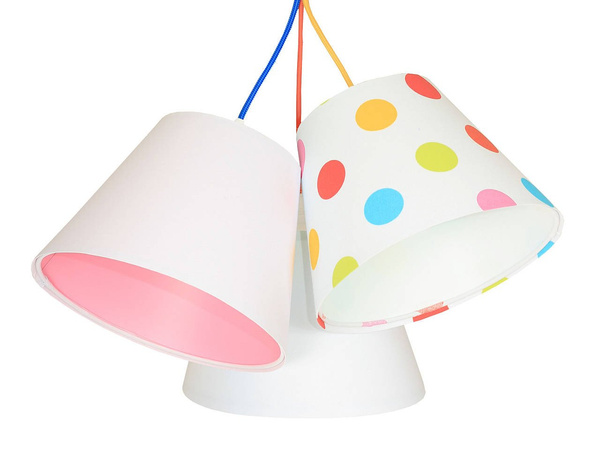Lampa sufitowa do pokoju dziewczynki w grochy kolorowa stożki 3xE27