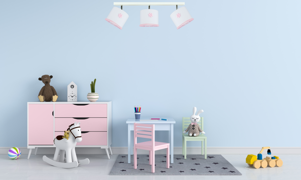 Lampa sufitowa do pokoju dziewczynki różowa Pompony Listwa 3xE27 Led  