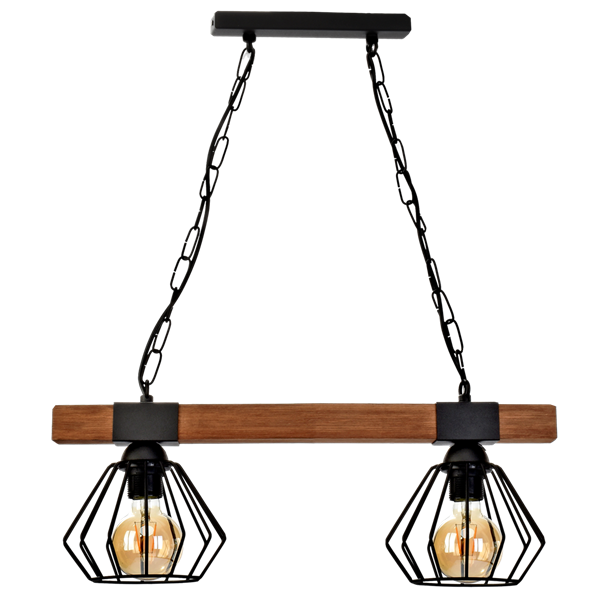 Industrialna lampa wisząca ULF BLACK / WOOD 2xE27 60W MLP6192