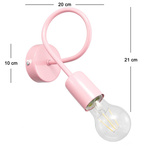 Lampa ścienna kinkiet do pokoju dziewczynki różowy w stylu loft Mondo 1xE27 Led 