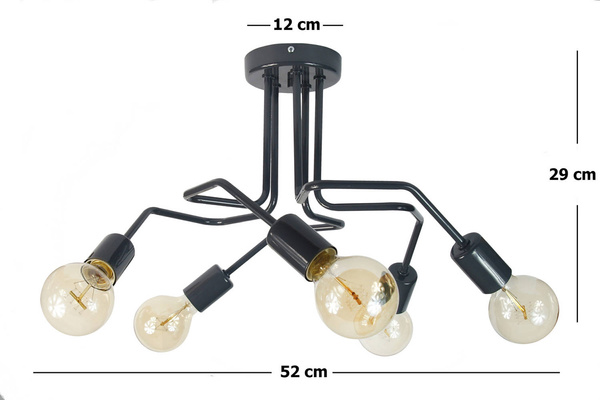 Lampa sufitowa do pokoju dziecka grafitowa nowoczesna Vanessa 5xE27 Led 