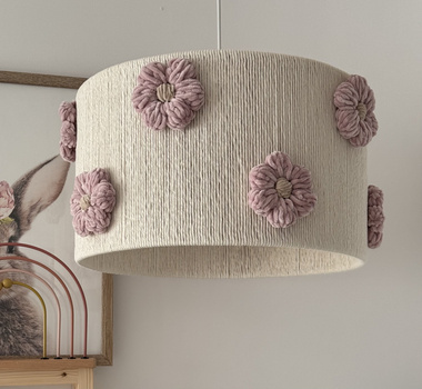 Lampa wisząca do pokoju dziewczynki w stylu Boho Kwiatki Brudny Róż 45 cm